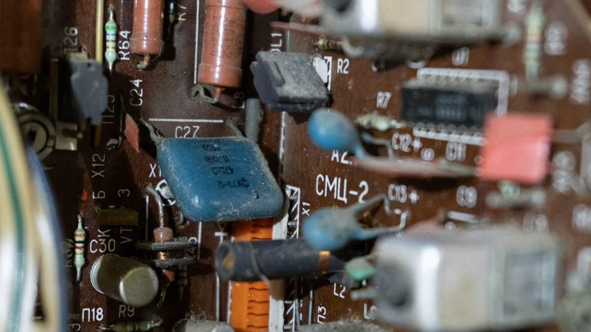 Close-up of electronic components on a circuit board