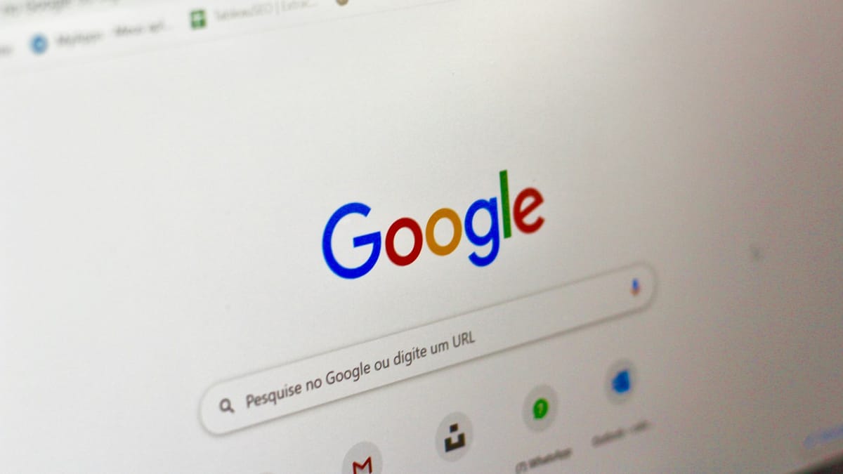 Computer screen showing a search engine home page